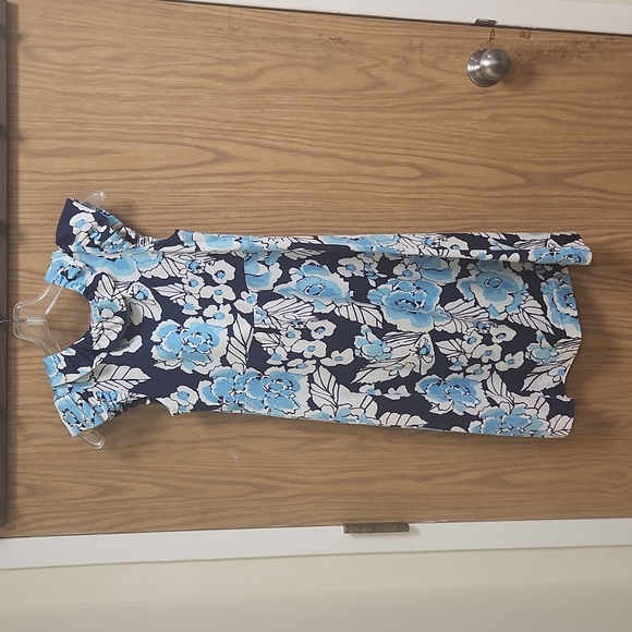 Lilly Pulitzer Clare Floral Silk A-Line Dress Blue Floral with Ruffle Sz XS - Picture 4 of 8